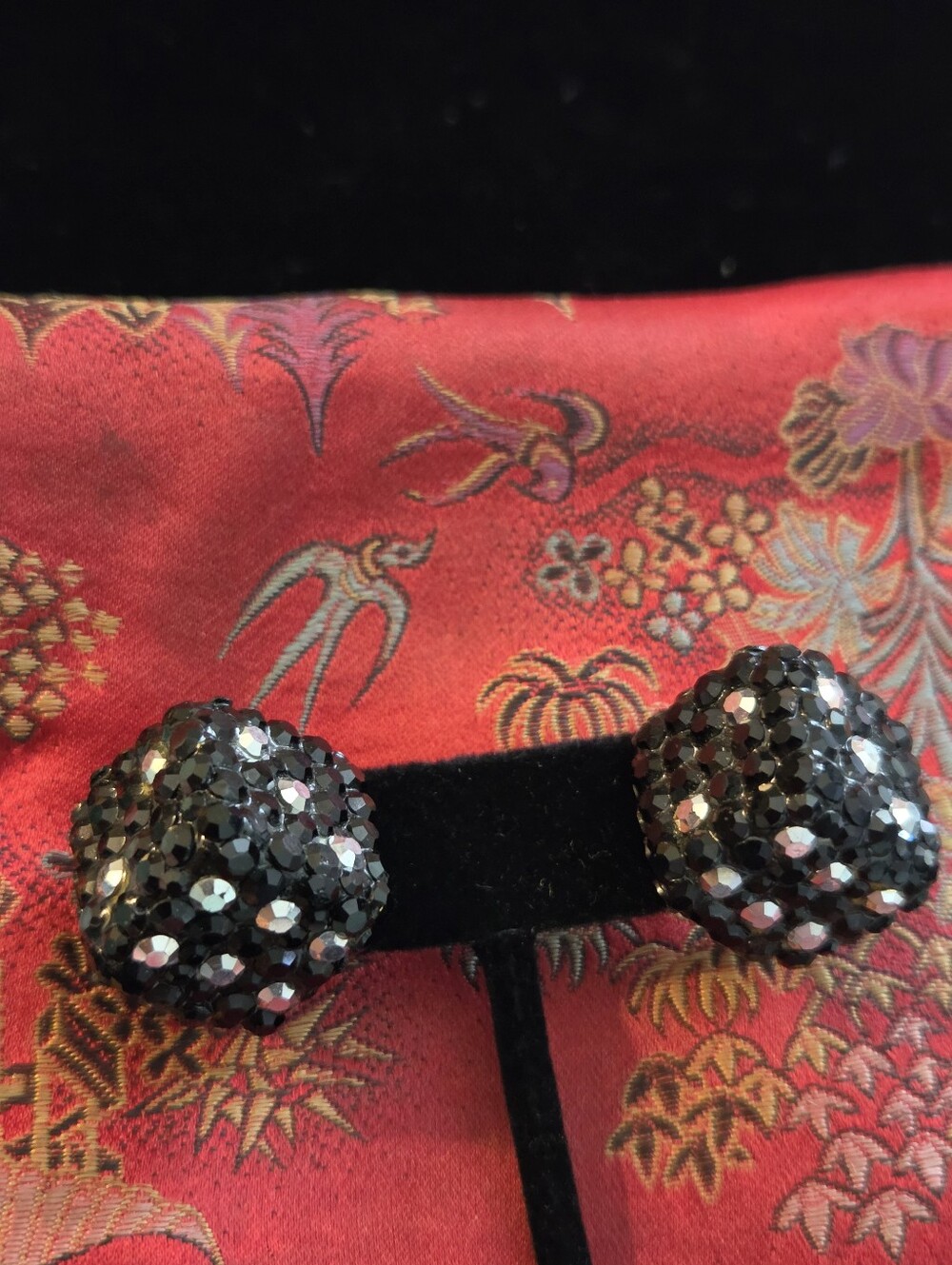 Vtg. Rare Richard Kerr Black & Silver Crystal Clip On DICE Earrings